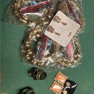 Gold Skull Ring and Earrings Set all bundle